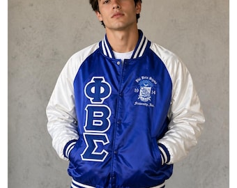 Phi Beta Sigma Custom Greek Jacket, Personalized Sorority Jacket, Fraternity Line Jacket,Greek Clothing, Satin Greek Letter Jacket