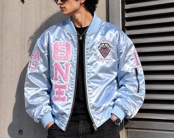 Theta Nu Xi Custom Greek Jacket, Satin Greek Letter Jacket, Personalized Sorority Jacket, Fraternity Line Jacket,Greek Clothing,