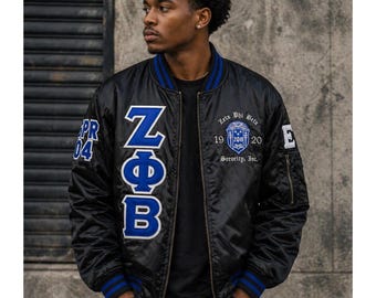 Zeta Phi Beta Custom Greek Jacket, Satin Greek Letter Jacket, Personalized Sorority Jacket, Fraternity Line Jacket,Greek Clothing,