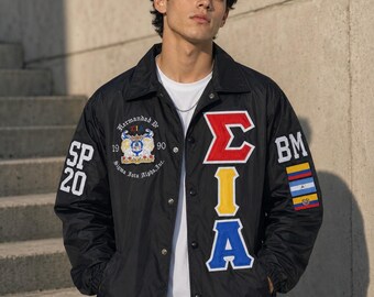 Sigma Iota Alpha  Greek Line Jacket | Greek Nylon Jacket | Sorority Fraternity Jacket | Greek Life Bomber Jacket | Personalized Greek Jacket