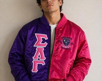 Sigma Lambda Gamma  Custom Greek Jacket, Satin Greek Letter Jacket, Personalized Sorority Jacket, Fraternity Line Jacket,Greek Clothing,