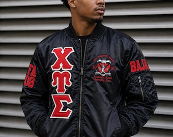 Chi Upsilon Sigma Custom Greek Jacket, Satin Greek Letter Jacket, Personalized Sorority Jacket, Fraternity Line Jacket,Greek Clothing,