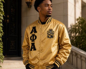 Alpha Phi Alpha Custom Greek Jacket, Satin Greek Letter Jacket, Fraternity Line Jacket,Greek Clothing, Personalized Sorority Jacket