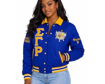 Sigma Gamma Rho  Custom Greek Jacket, Satin Greek Letter Jacket, Personalized Sorority Jacket, Fraternity Line Jacket,Greek Clothing,