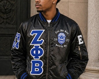 zeta phi beta Custom Greek Jacket, Satin Greek Letter Jacket, Personalized Sorority Jacket, Fraternity Line Jacket,Greek Clothing,