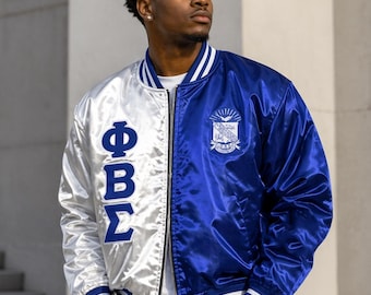 Phi Beta Sigma Custom Greek Jacket, Satin Greek Letter Jacket, Fraternity Line Jacket,Greek Clothing, Personalized Sorority Jacket
