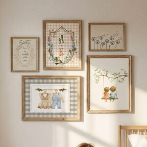 Juego de arte de pared vintage para habitación infantil, decoración neutra para habitación infantil, láminas de hermano y hermana, pósteres para habitación de bebé niño, arte clásico de oso polo