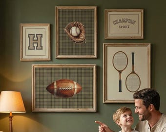 Classic Sports Prints, Vintage Baseball, Football, Tennis Wall Art