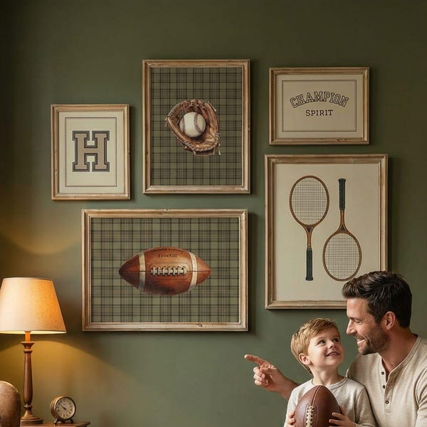 Classic Sports Prints, Vintage Baseball, Football, Tennis Wall Art
