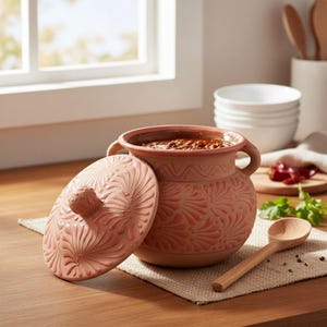 Olla de barro de Talavera rosa / Patrimonio popular mexicano