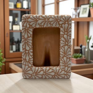 Handcrafted Talavera Photo Frame | Terracotta & White Accent