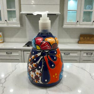 Talavera Keramik Seifenspender | Handgemaltes mexikanisches Dekor