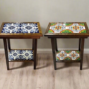 Talavera Tile Beistelltisch | Handgemachte mexikanische Akzentmöbel