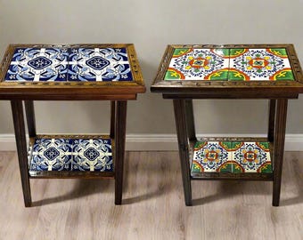 ヴィンテージ ハンドペイント ネストテーブル 3点セット 花柄