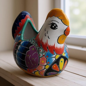 Talavera Chicken Planter | Vibrant Ceramic Garden Decor