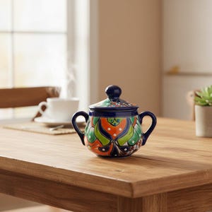 Handmade Talavera Sugar Jar | Mexican Ceramic Kitchen Pot