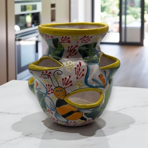 Vaso per fragole Talavera / Fioriera da giardino a forma di ape