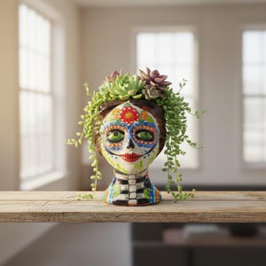 Talavera Skull Planter | Handcrafted Mexican Pottery