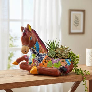 Talavera Horse Planter | Hand-Painted Ceramic Art