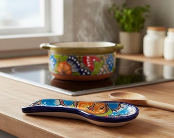 Hand-Painted Talavera Spoon Rest | Mexican Ceramic Art
