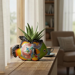Talavera Fish Planter | Handcrafted Mexican Ceramic Pot