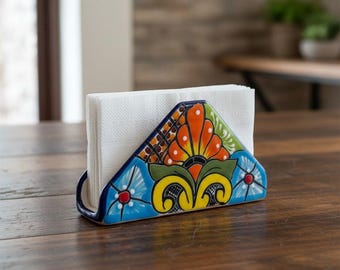 Colorful Talavera Napkin Holder | Mexican Ceramic Table Decor