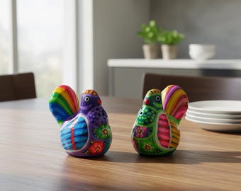 Set of 2 Chicken Salt and Pepper Shakers | Hand-Painted Mexican Potter