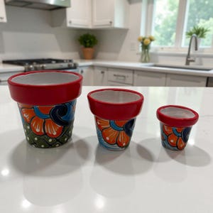 Mini Talavera Pflanzgefäß-Trio | Handbemalte mexikanische Töpfe