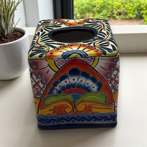 Talavera Tissue Box Cover | Hand-Painted Ceramic Decor