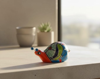 Hand-Painted Talavera Snail | Mexican Ceramic Art