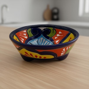 Tazón de salsa de Talavera / Plato de cerámica mexicana artesanal