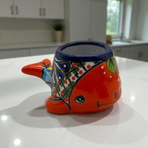 Maceta de ballena colorida / Maceta de Talavera artesanal