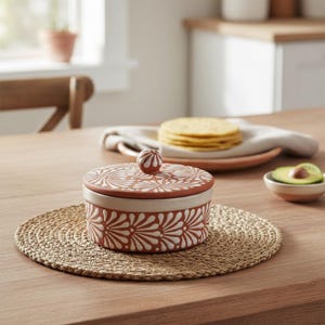Talavera Tortilla Warmer | Hand-Painted Terracotta Dish