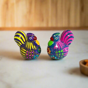 Set of 2 Chicken Salt and Pepper Shakers | Hand-Painted Mexican Potter