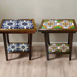 Talavera Tile Beistelltisch | Handgemachte mexikanische Akzentmöbel