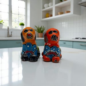 Set of 2 Talavera Dog Figurines | Handcrafted Mexican Ceramic Decor