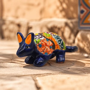 Talavera Armadillo Figurine | Vibrant Mexican Art