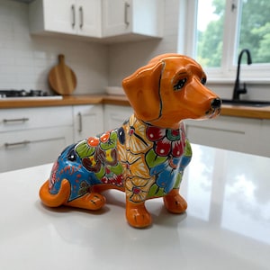 Talavera Labrador Dog Figurine | Mexican Ceramic Art