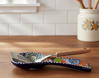 Handcrafted Talavera Spoon Rest | Vibrant Mexican Kitchen Art