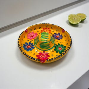 Handgeschilderde Mexicaanse bar met glazen rand | Guerrero-aardewerk