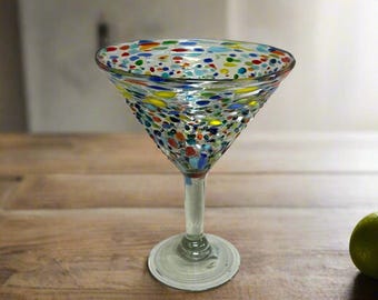 Confetti Pebbled Martini Glass | Handcrafted Mexican Barware
