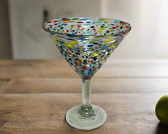 Konfetti Pebbled Martini Glas | Handgefertigte Mexikanische Bar Ware
