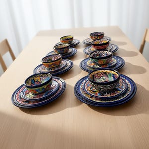 Handmade Talavera 32-Piece Dinnerware Set | Mexican Pottery for 8