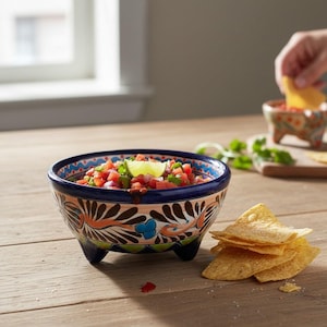 Handcrafted Talavera Salsa Bowl | Mexican Ceramic Dip Dish