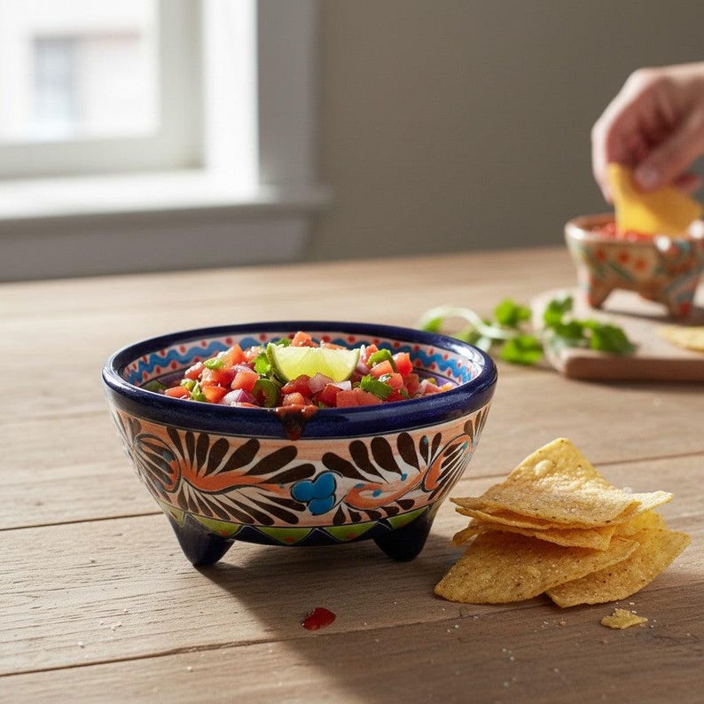Handcrafted Talavera Salsa Bowl | Mexican Ceramic Dip Dish