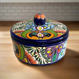 Hand-Painted Talavera Tortilla Warmer | Mexican Ceramic Dish