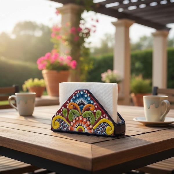 Talavera keramische servettenhouder | Handbeschilderde Mexicaanse decoratie
