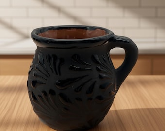 Black Clay Jarrito Mug | Handmade Mexican Coffee Cup