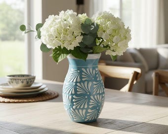 Blue Talavera Vase | Hand-Painted Mexican Pottery