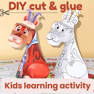 Goat Digital Paper Craft Set: 3D Kids Activity kit